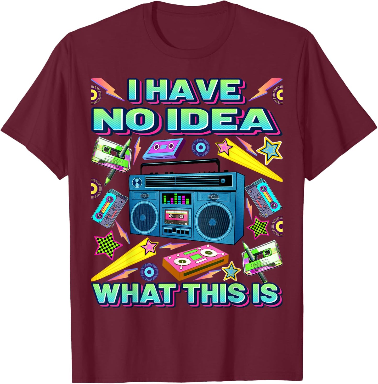 Retro 80s 90s Outfits Men Women Kids 70s 80s 90s T-Shirt - T-Shirt | Maroon