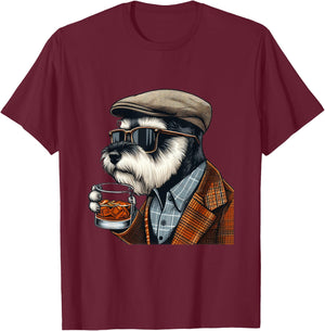 Whiskey Lover I Bourbon Drinker I Miniature Schnauzer T-Shirt - T-Shirt | Maroon