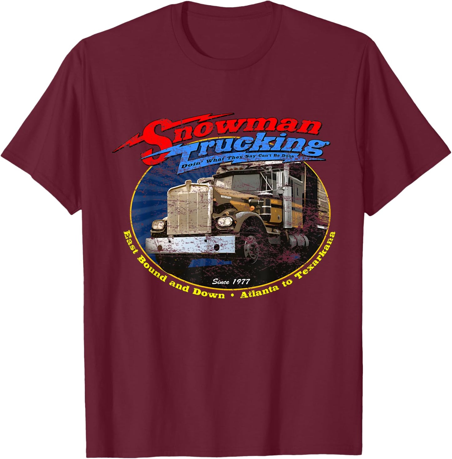 Huiibao Retro Snowman Trucking T-Shirt - T-Shirt | Maroon