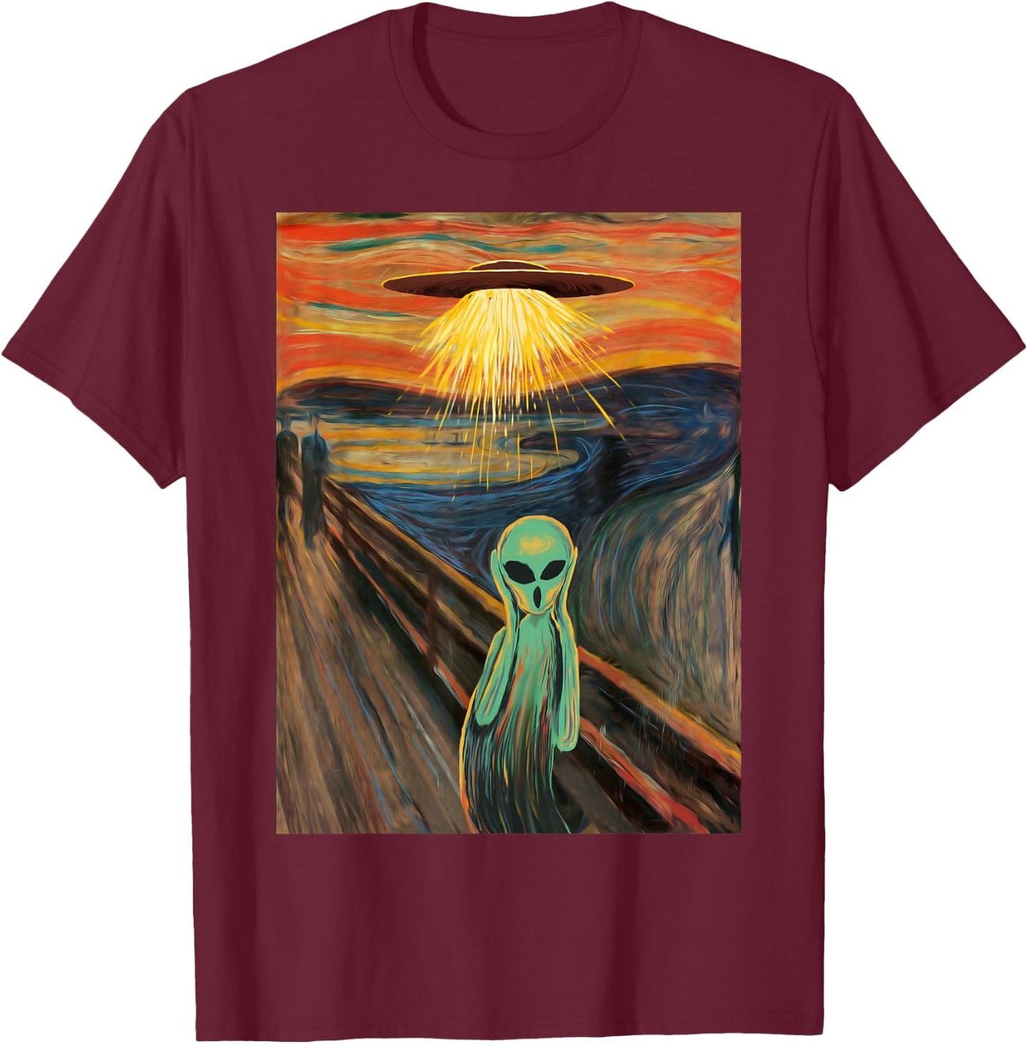 Alien Scream Painting T-Shirt - T-Shirt | Maroon