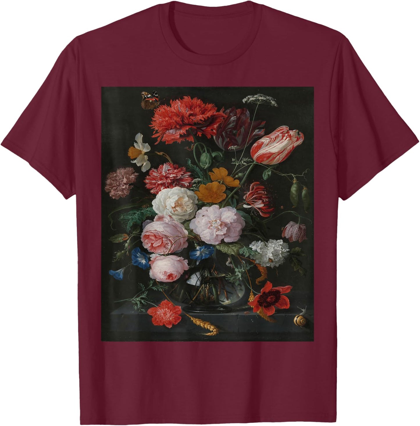 Still Life Art - Flowers in a Vase T-Shirt - T-Shirt | Maroon