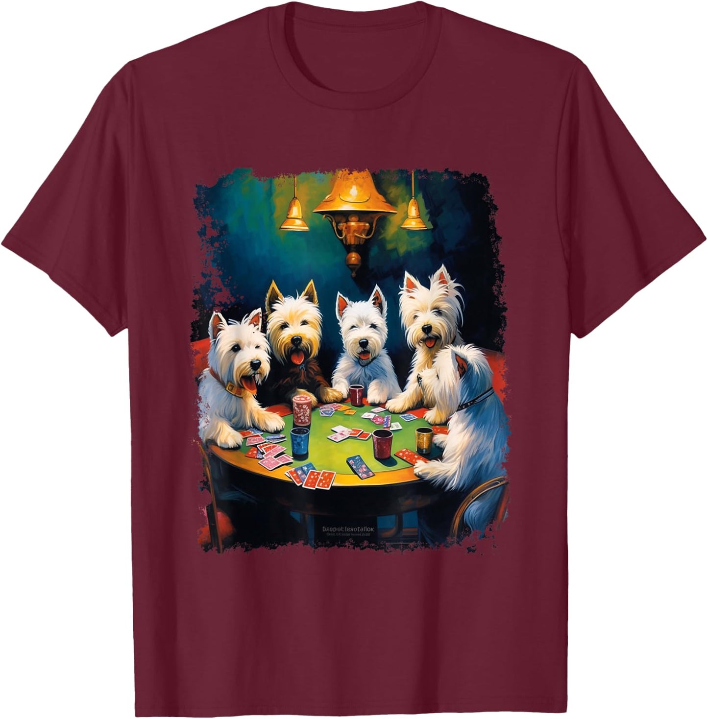 Westie Dog West Highland White Terrier Gambling T-Shirt - T-Shirt | Maroon