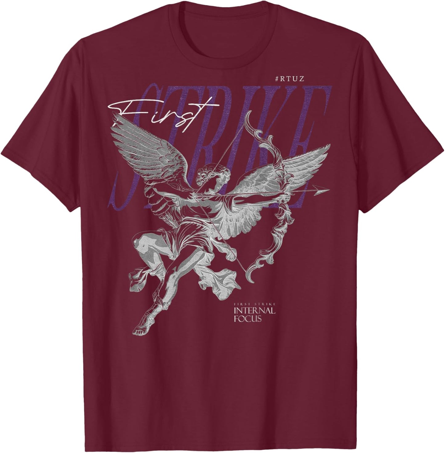 Hip Hop Angel Vintage Edgy Y2K Backprint Streetwear Angel T-Shirt - T-Shirt | Maroon