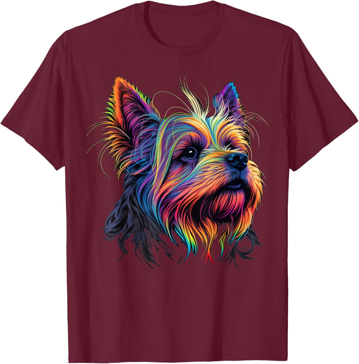 Cute Yorkshire Terrier Dog on Yorkshire Terrier Lover Men Women Kids T-Shirt - T-Shirt | Maroon