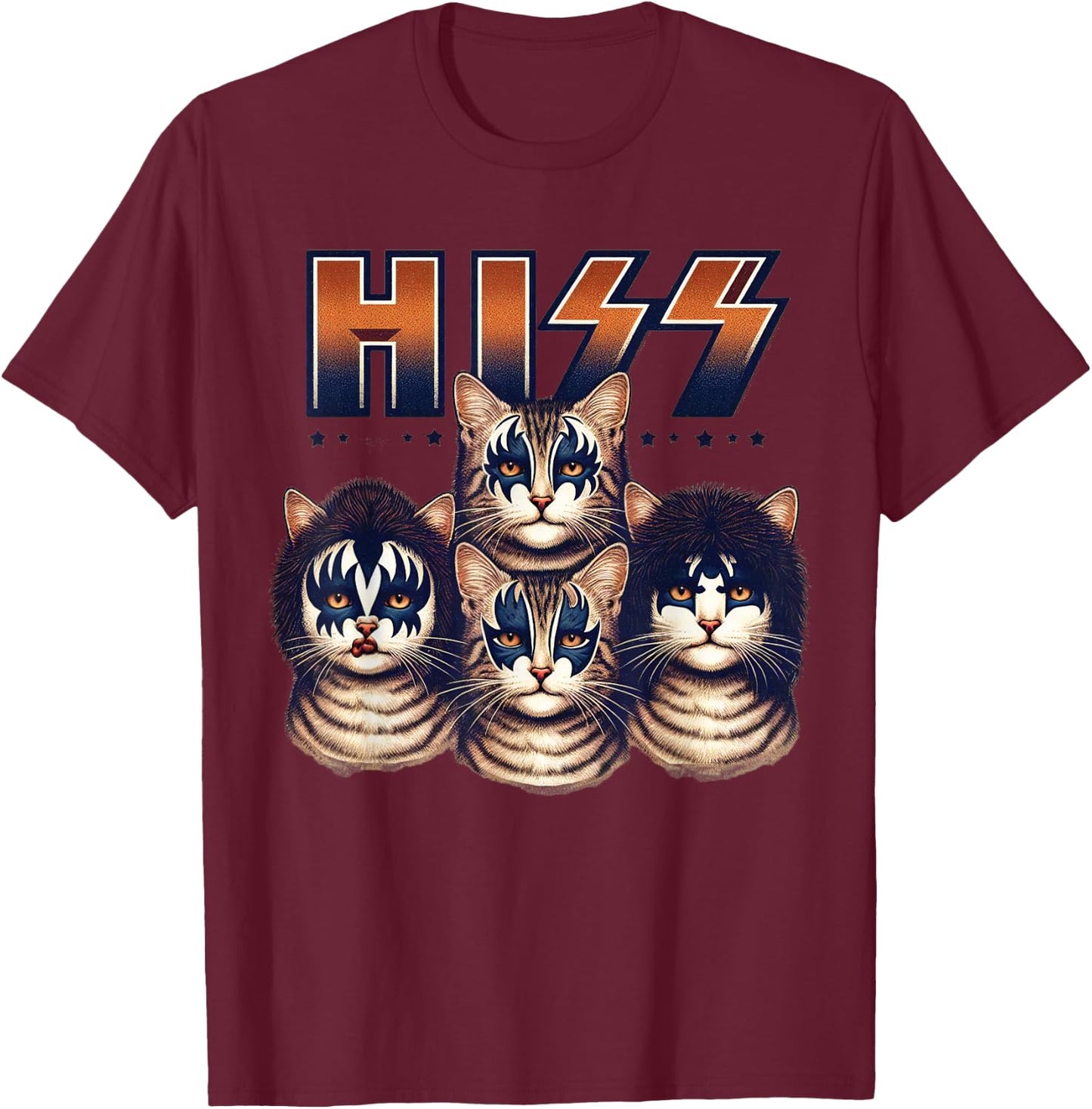 Hiss Cats Rock Kittens Rocking For Cat Lover Cat Mom Cat Dad T-Shirt - T-Shirt | Maroon