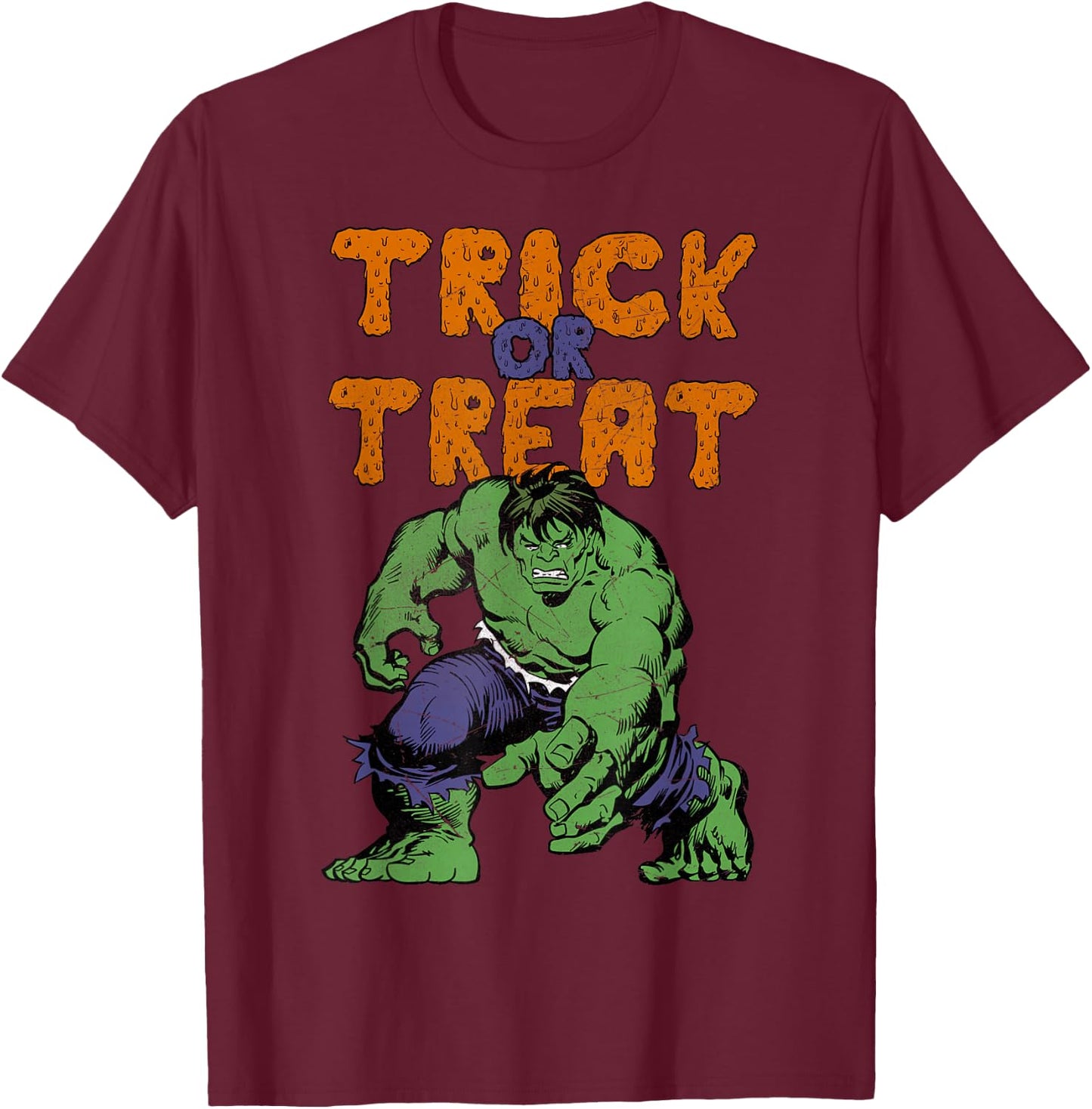 Marvel Avengers The Hulk Trick Or Treat Halloween T-Shirt - T-Shirt | Maroon