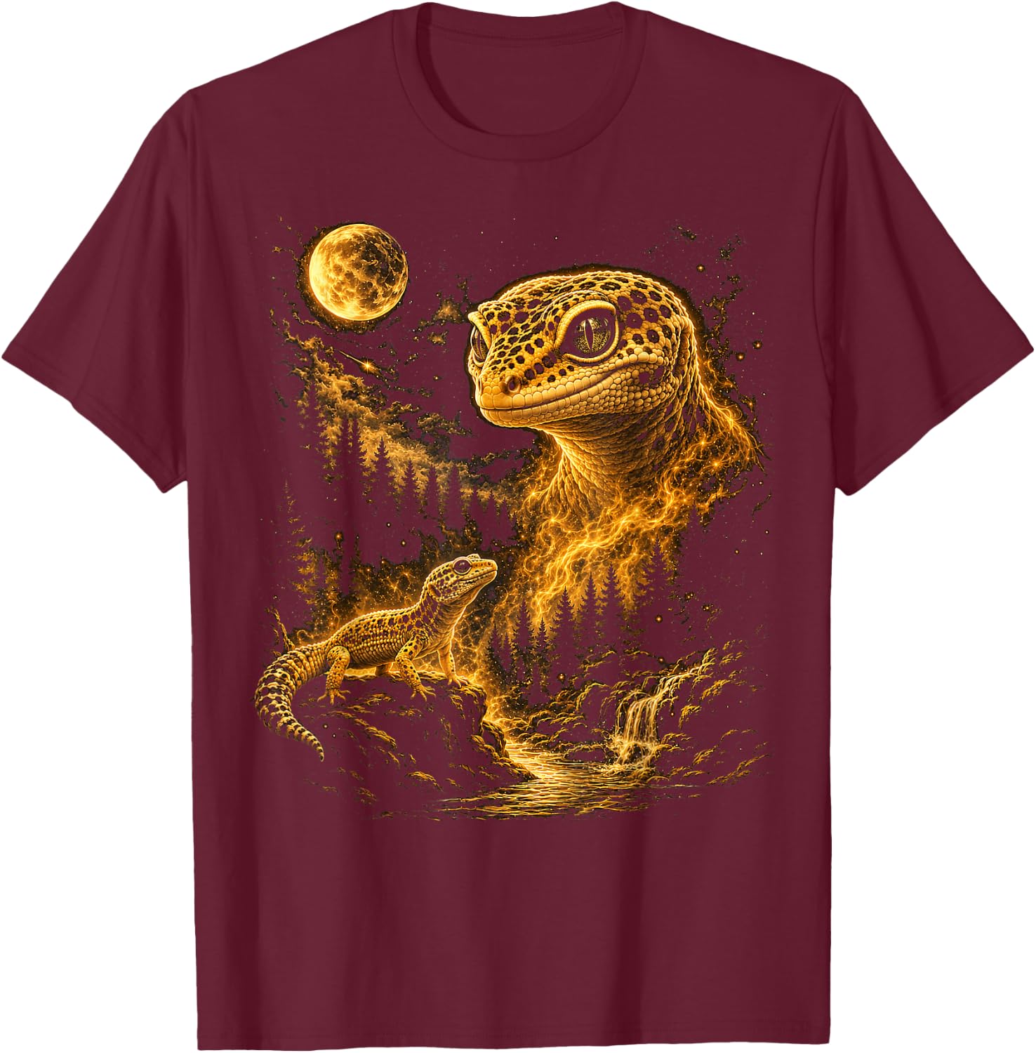Cute Leopard Gecko Men Vintage Lizard Reptile T-Shirt - T-Shirt | Maroon