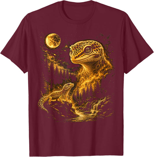 Cute Leopard Gecko Men Vintage Lizard Reptile T-Shirt - T-Shirt | Maroon