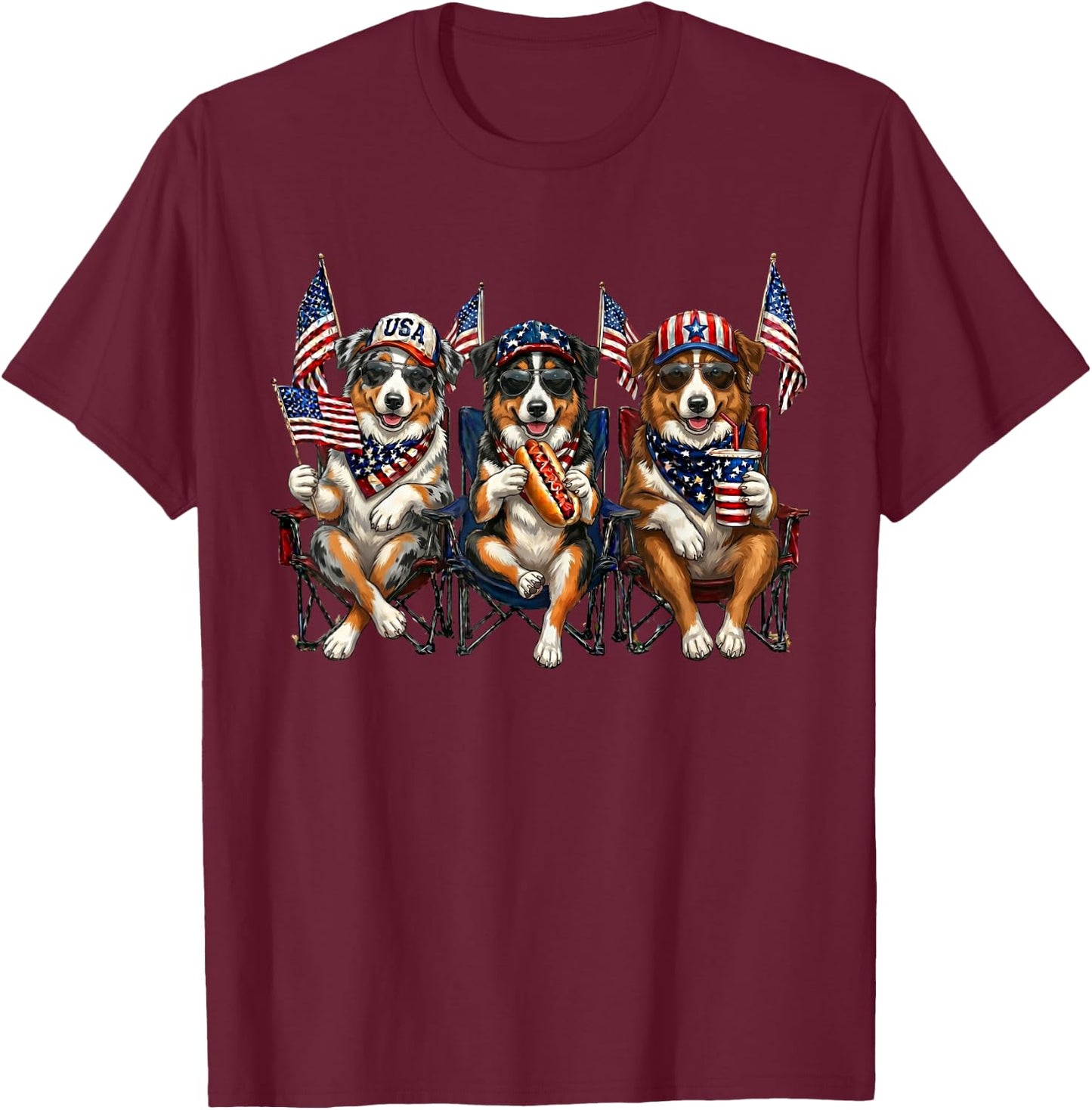 250 Years of Freedom Australian Shepherd Dog 1776-2026 4th T-Shirt - T-Shirt | Maroon