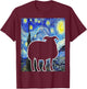 Sheep Starry Night Van Gogh Funny Sheep Farmer Lamb T-Shirt - T-Shirt | Maroon