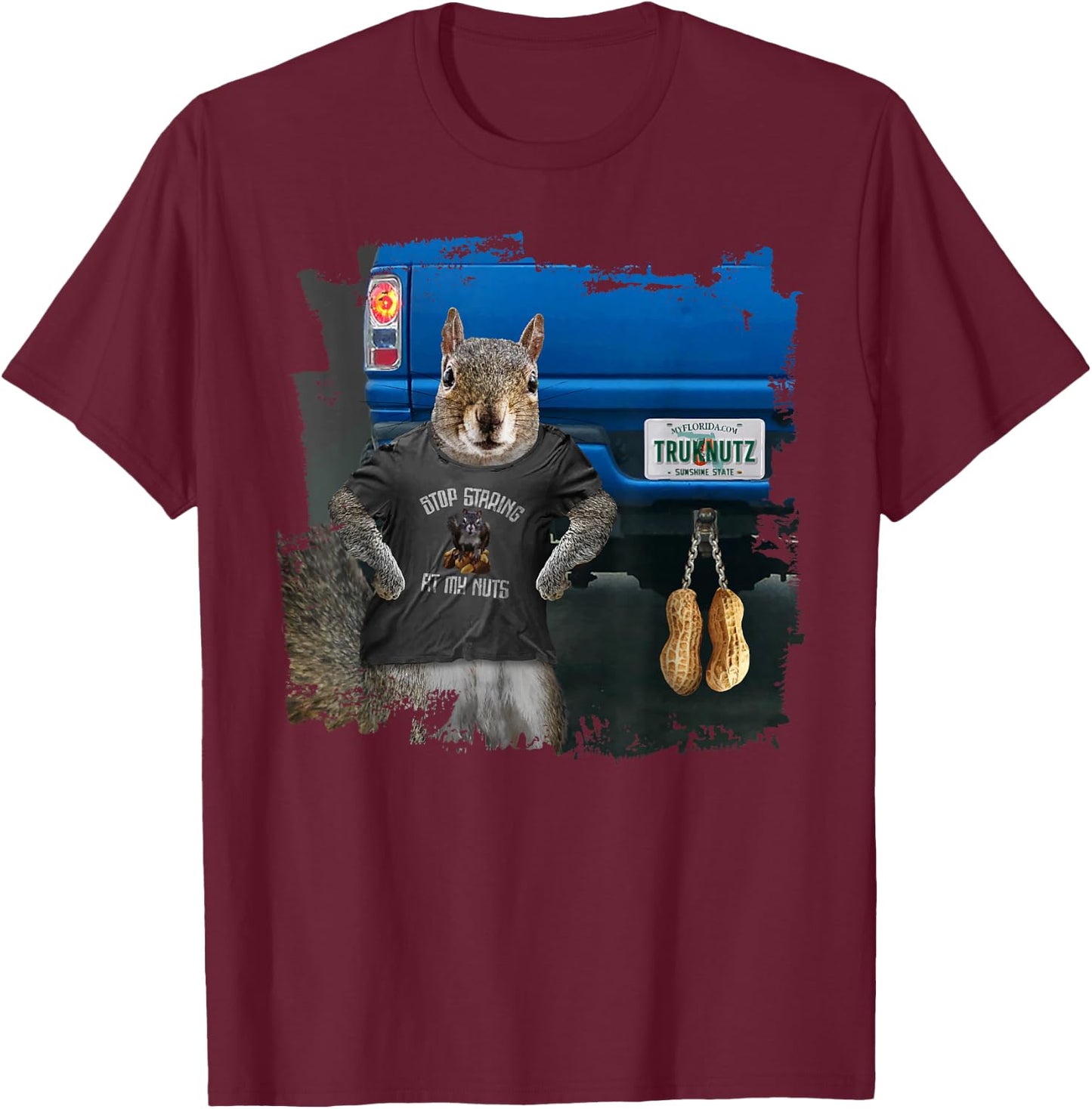 Truk Nutz - funny squirrel truck nuts T-Shirt - T-Shirt | Maroon