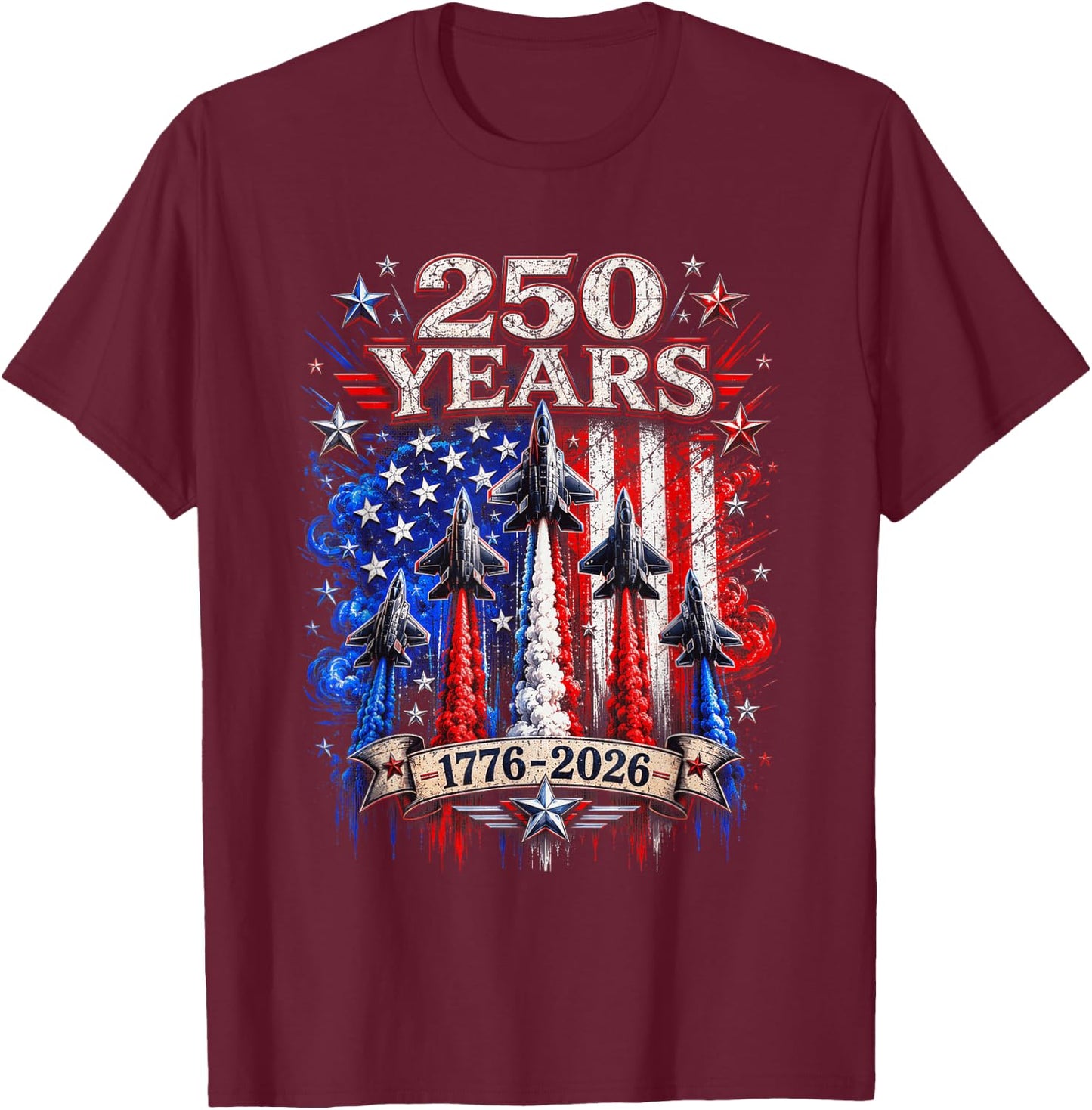 250 Anniversary USA Flag T-Shirt - T-Shirt | Maroon