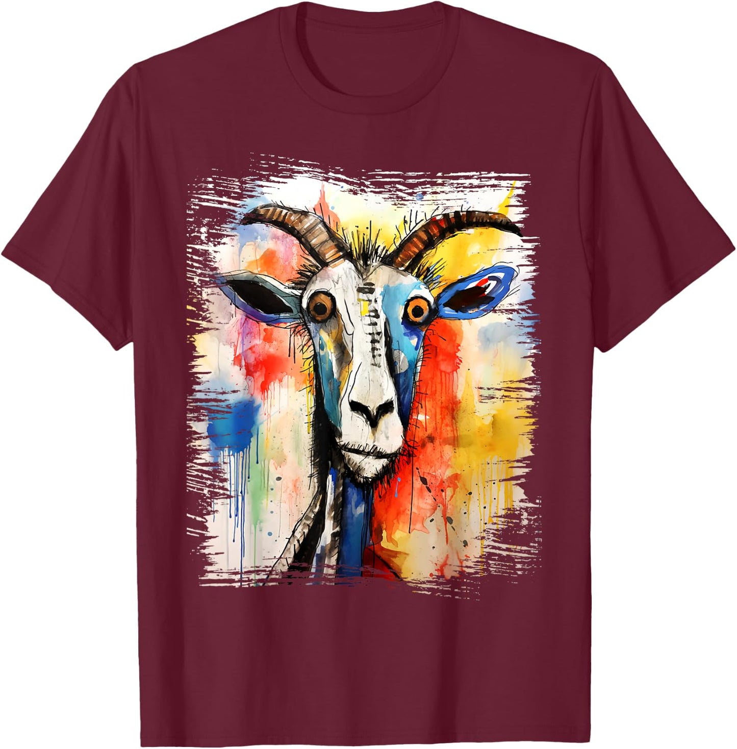 Funny Goat Retro 90s Street Art Graffiti Style Aesthetic T-Shirt - T-Shirt | Maroon