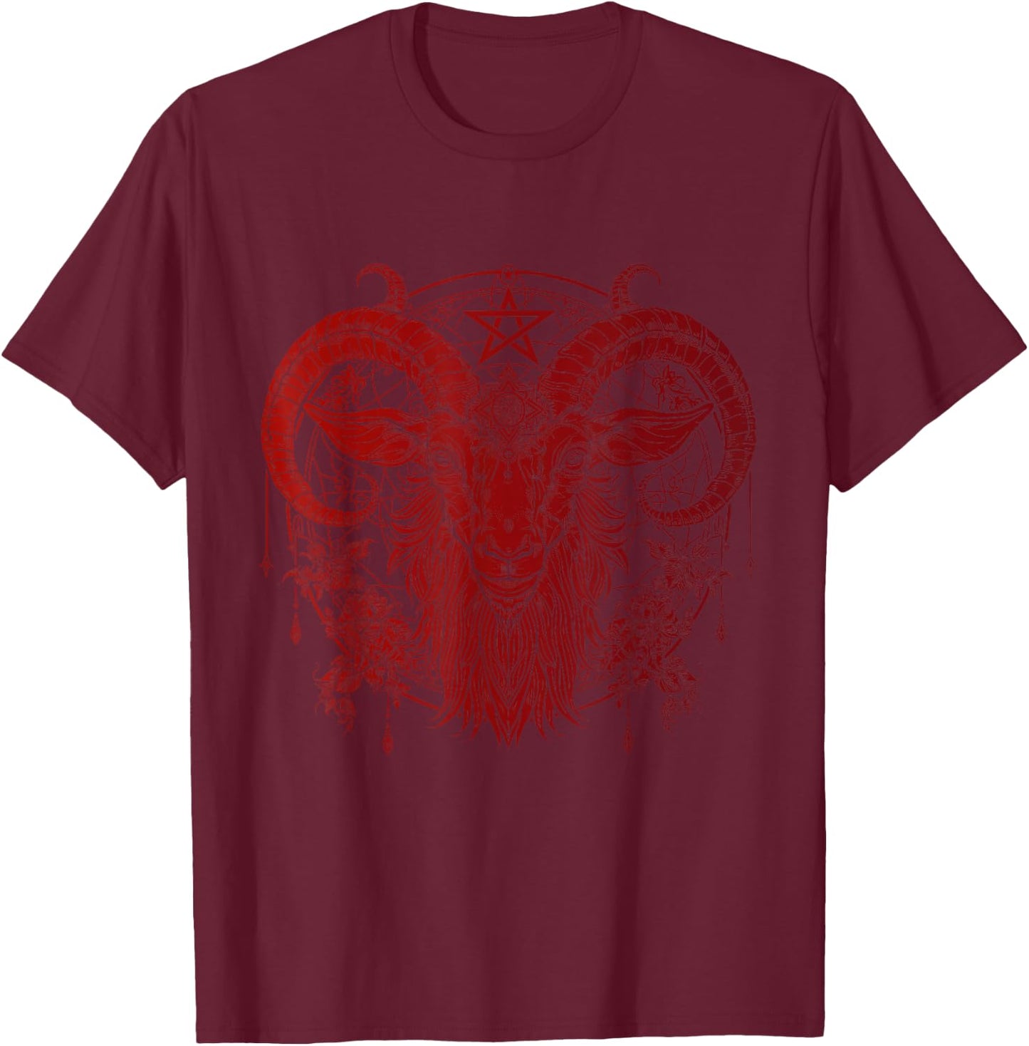Baphomet Goat Pentagram Satanist Halloween Metal Head T-Shirt - T-Shirt | Maroon