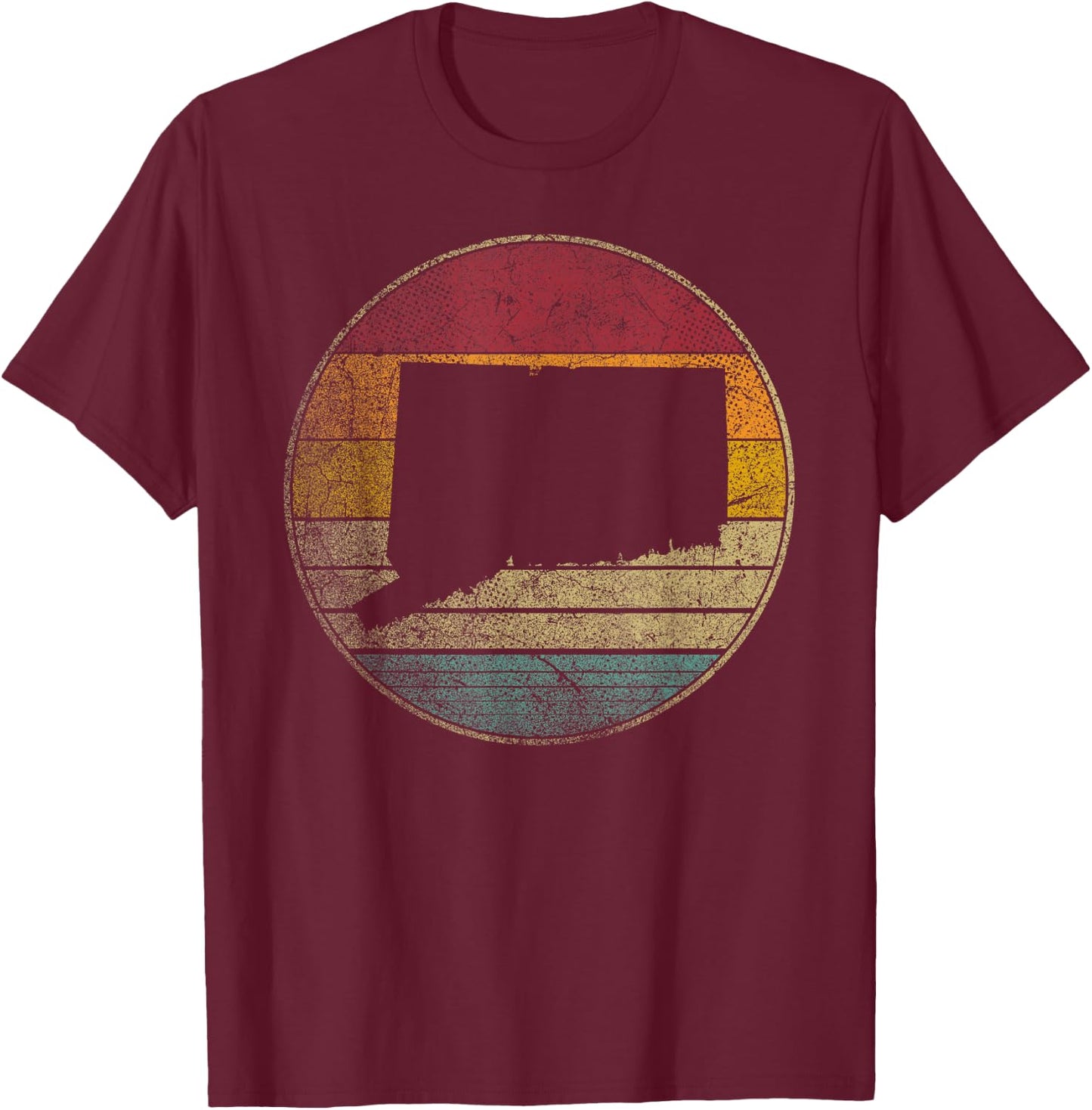 Connecticut Vintage Retro Style Distressed 70s 80s Novelty T-Shirt - T-Shirt | Maroon