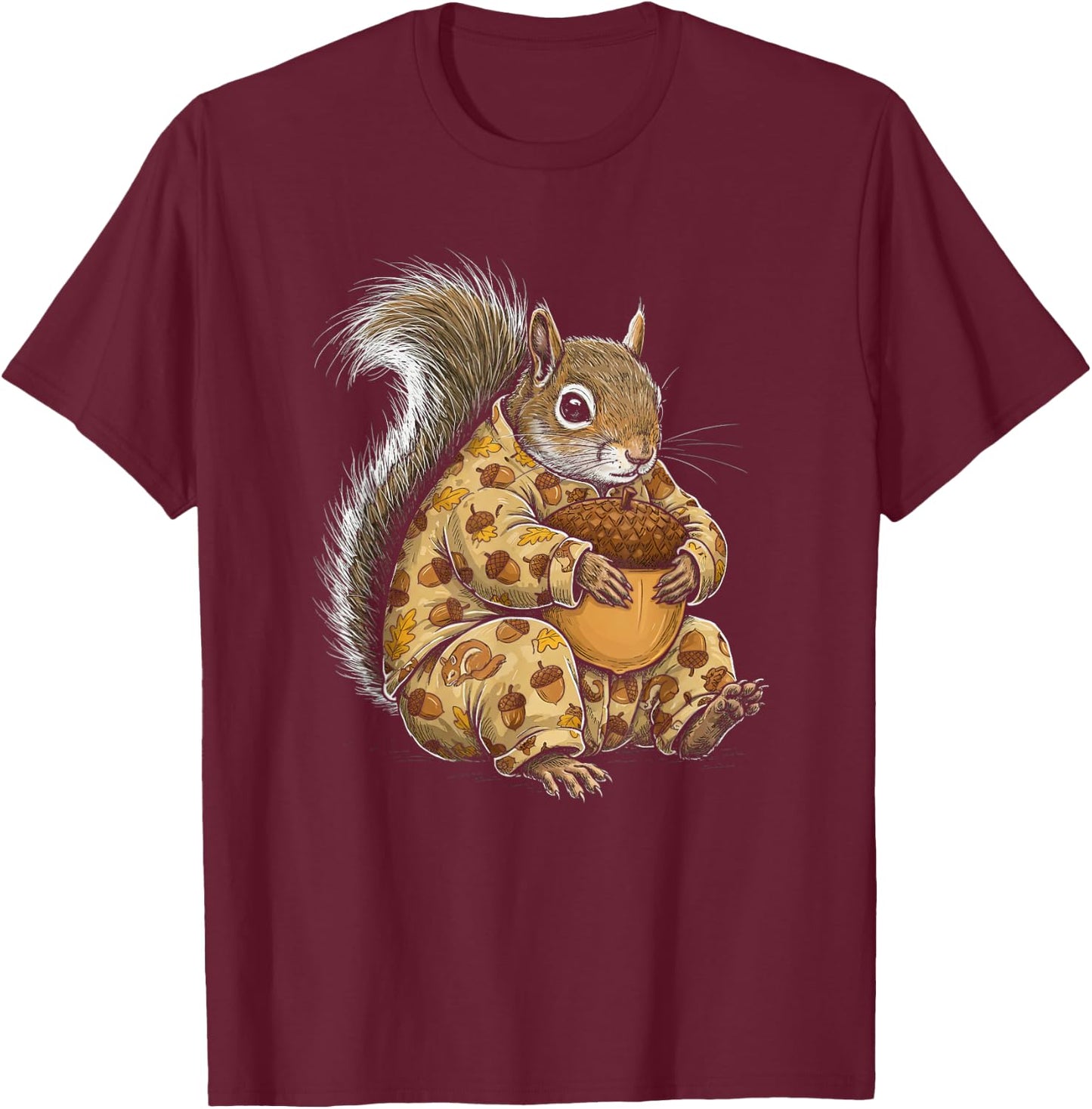 Funny Sleepy Squirrel Pajama Women Men Kids Boys And Girls T-Shirt - T-Shirt | Maroon