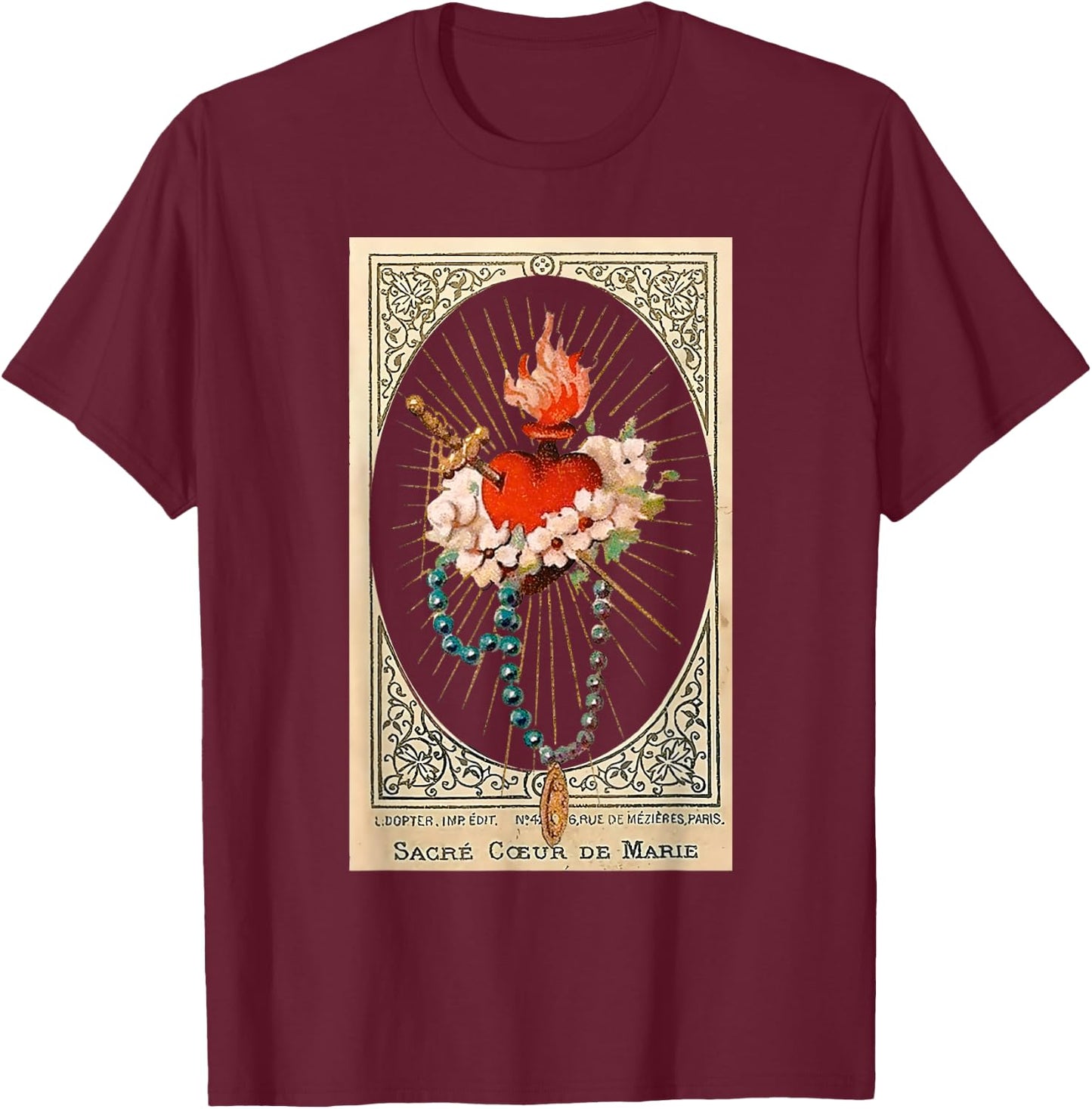 Immaculate Heart Of Mary Marian Catholic T-Shirt - T-Shirt | Maroon