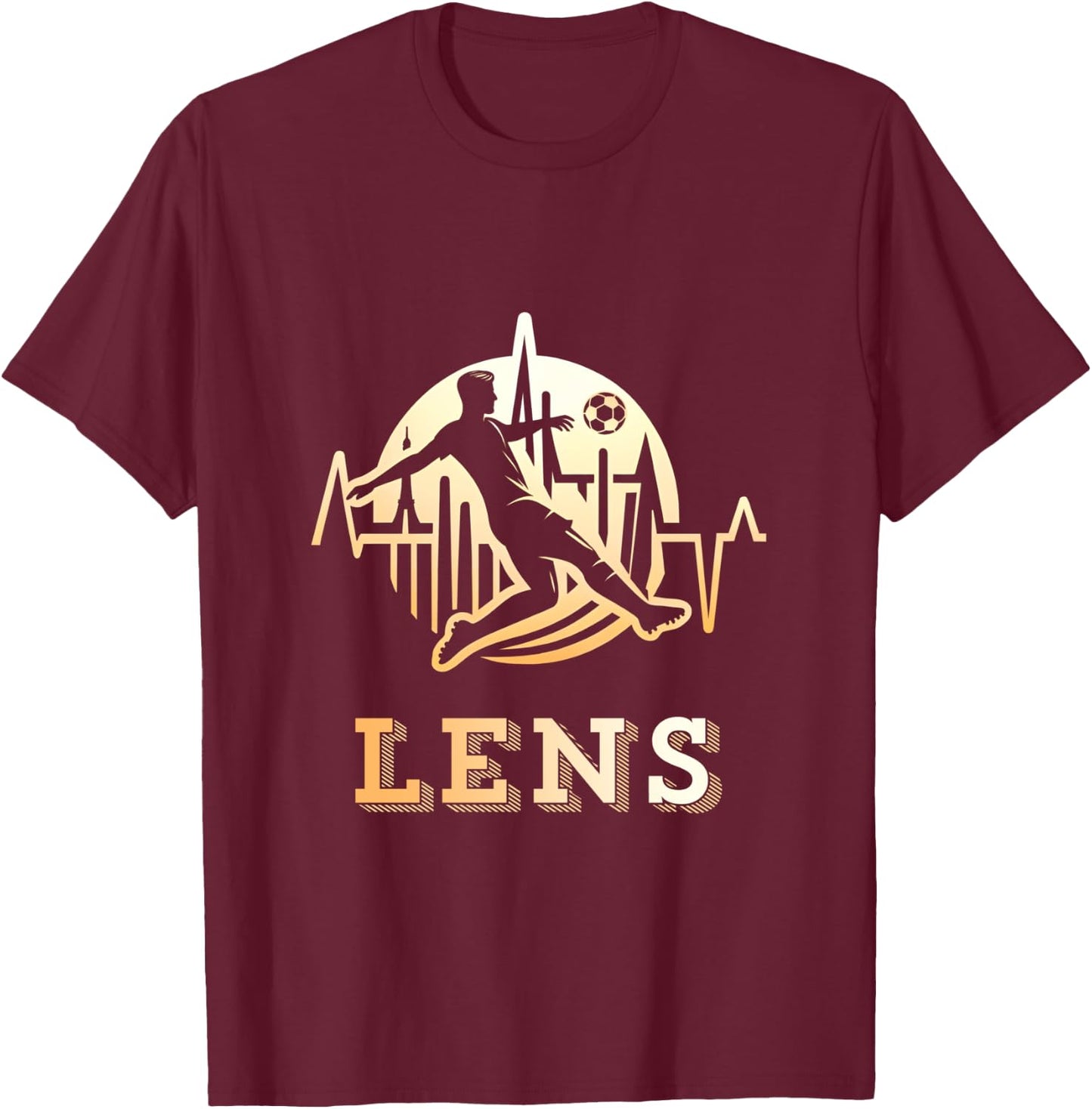 Lensois Football Lens Supporter Gift, Black, S T-Shirt - T-Shirt | Maroon