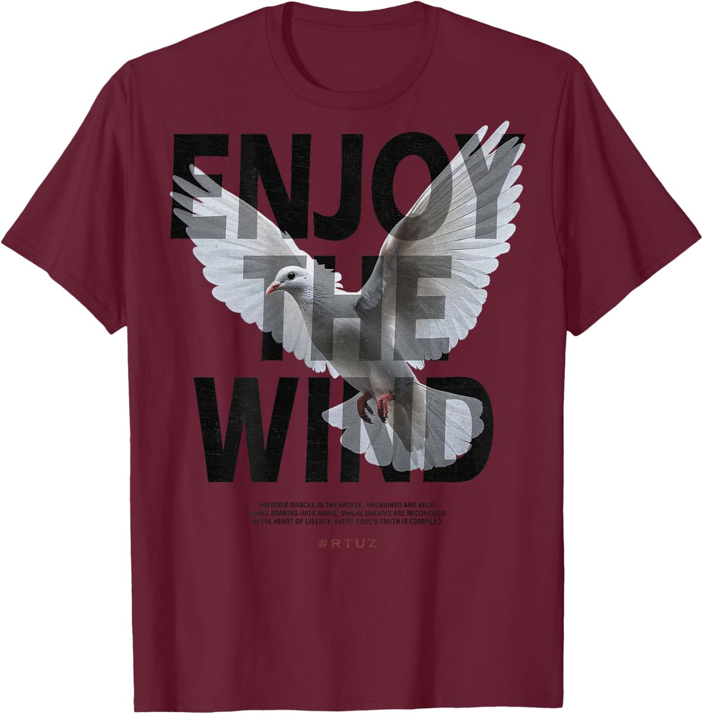 Hip Hop Retro Vintage Urban Backprint Streetwear White Dove T-Shirt - T-Shirt | Maroon