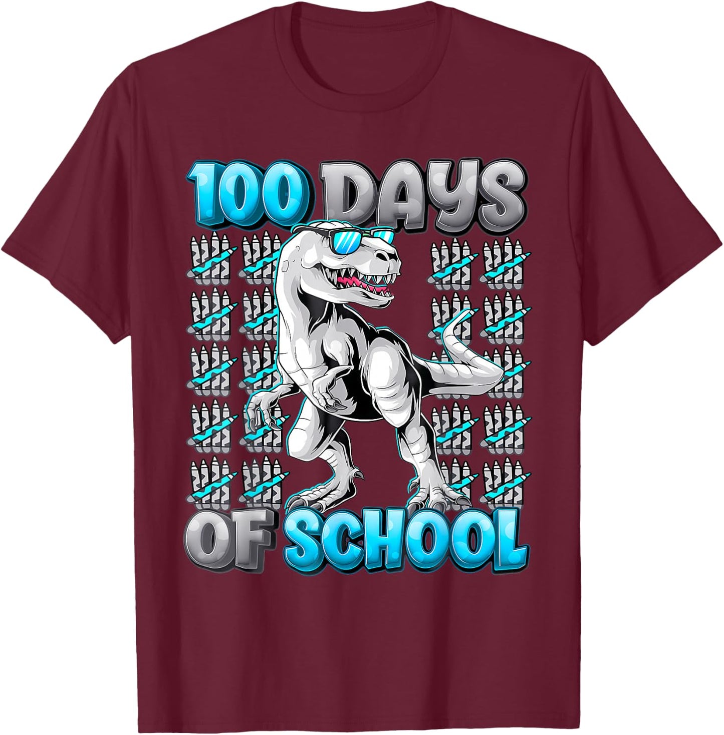 100 Days Of School Trex 100 Days Smarter 100Th Day Of School T-Shirt - T-Shirt | Maroon