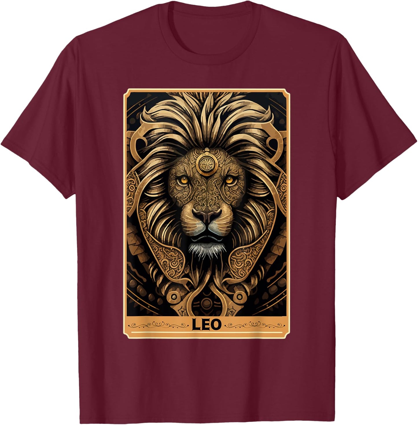 Leo Astrology Sign Lion Zodiac Tarot Card Occult Witch T-Shirt - T-Shirt | Maroon