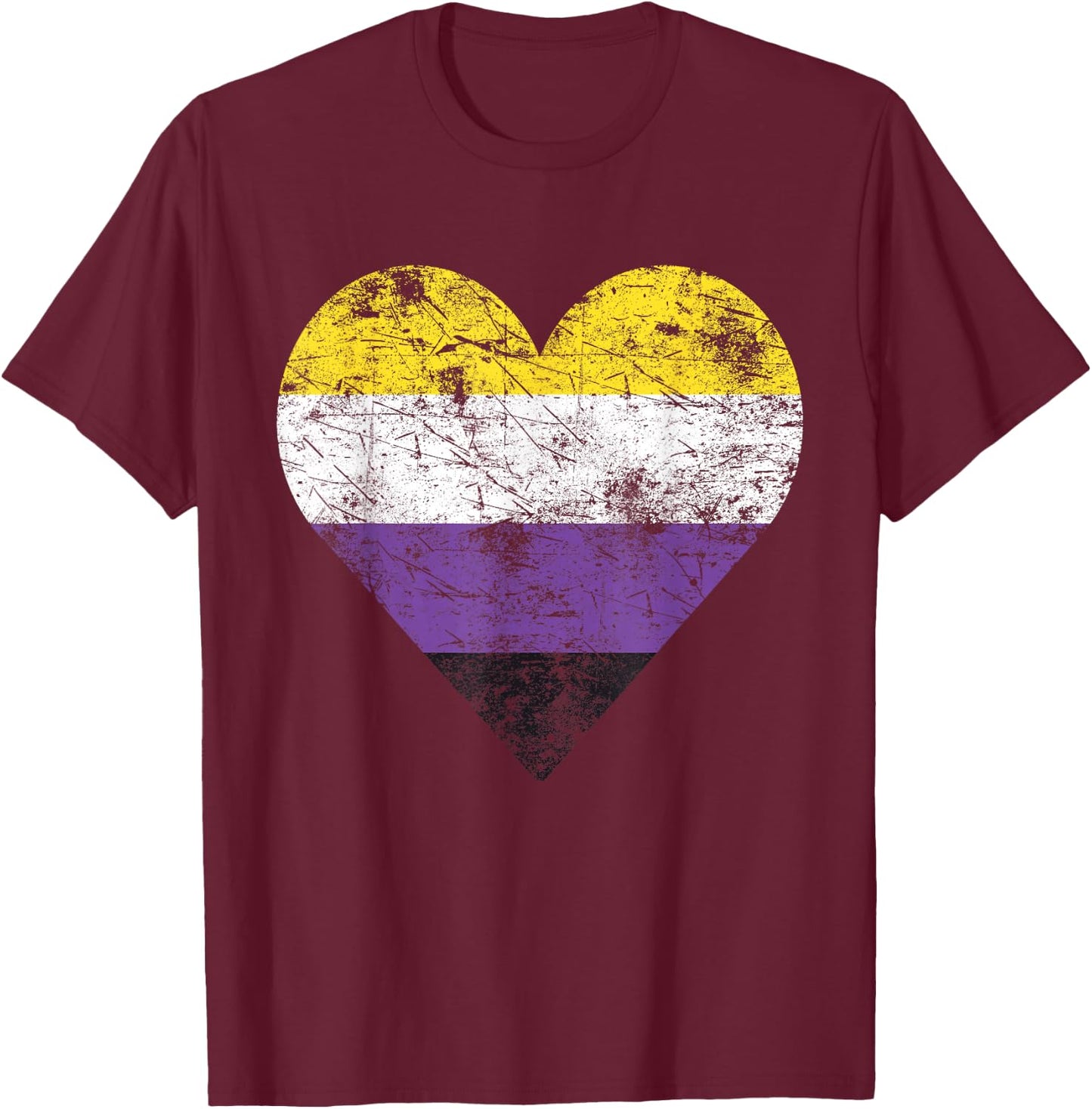 Drapeau Vintage Non Binaire en Forme de cœur T-Shirt - T-Shirt | Maroon