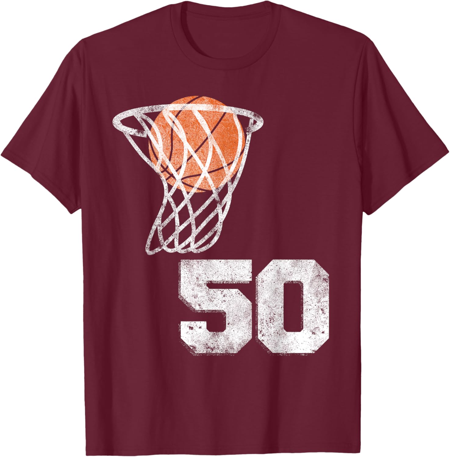 Vintage Basketball Jersey Number 50 Player Number T-Shirt - T-Shirt | Maroon