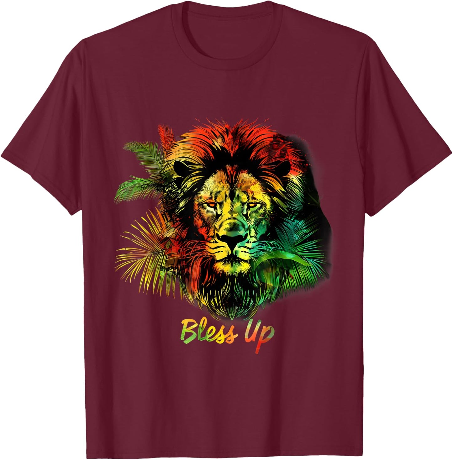 Rasta Reggae Lion Of Judah Pride Jamaican Music Headphones T-Shirt - T-Shirt | Maroon