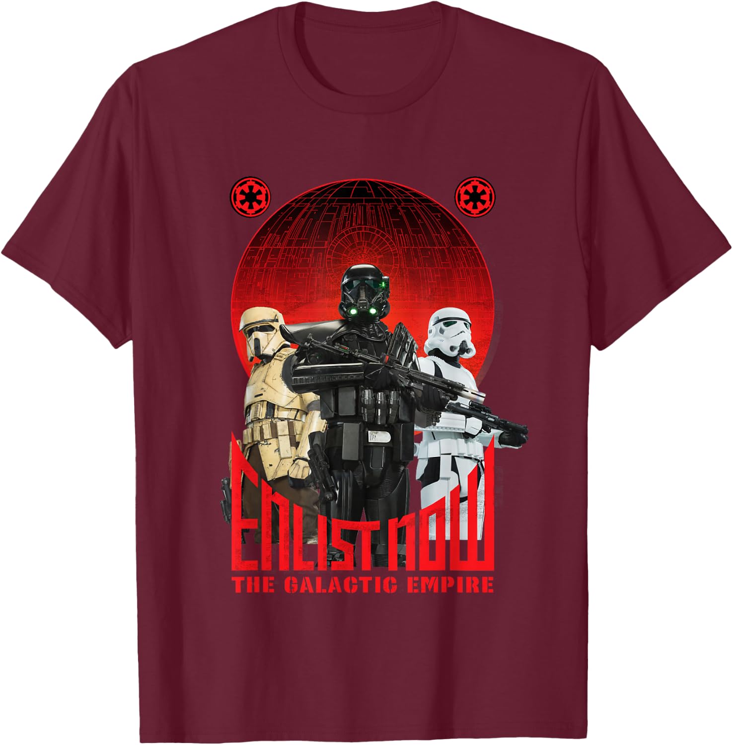 Star Wars Rogue One Enlist Now Galactic Empire Propaganda T-Shirt - T-Shirt | Maroon