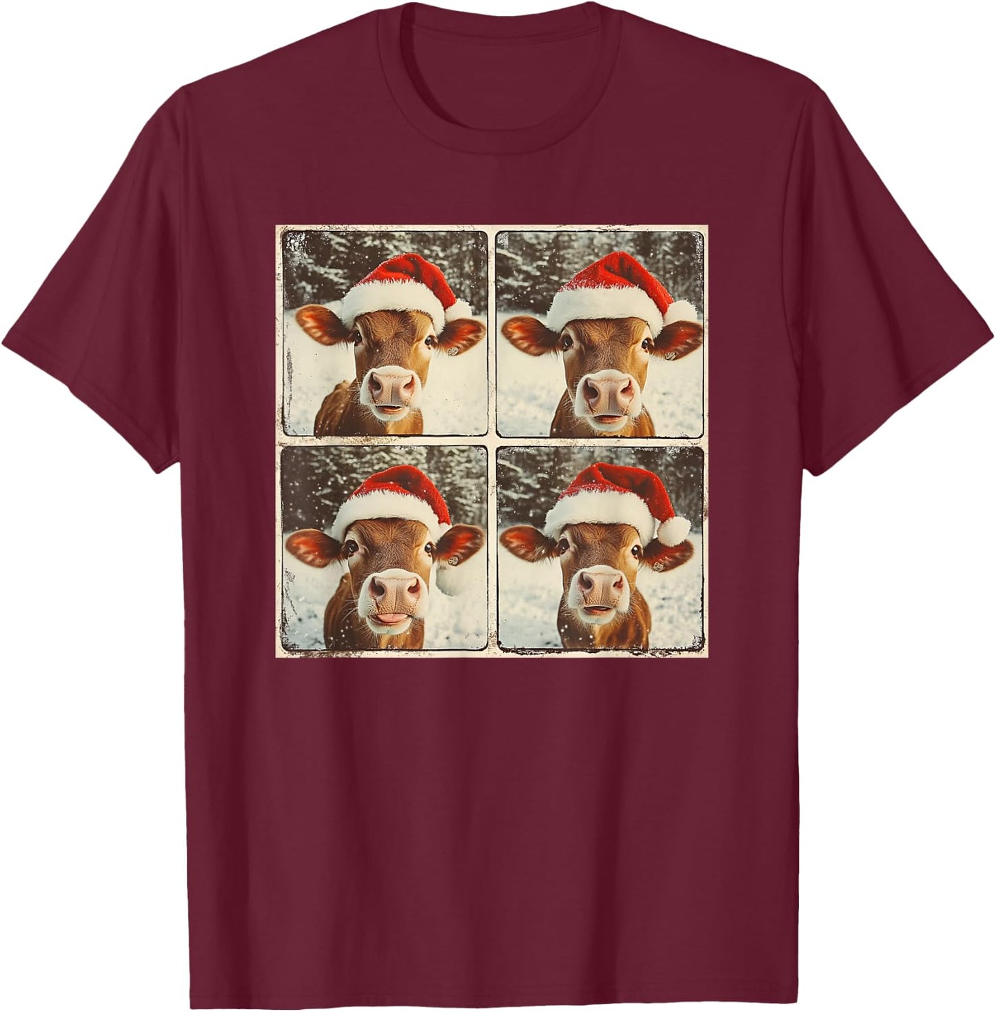 Jersey Cow Christmas T-Shirt - T-Shirt | Maroon