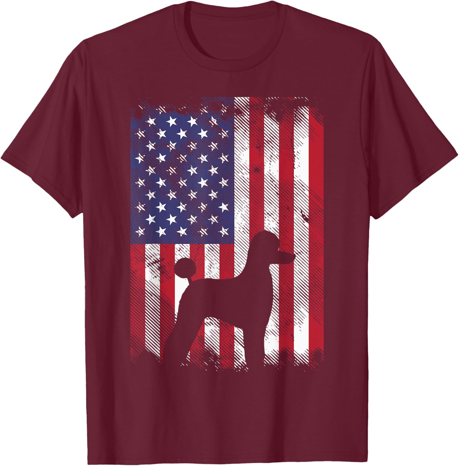 America Flag Poodle Vintage Patriotic Dog Lover Owner Gift T-Shirt - T-Shirt | Maroon