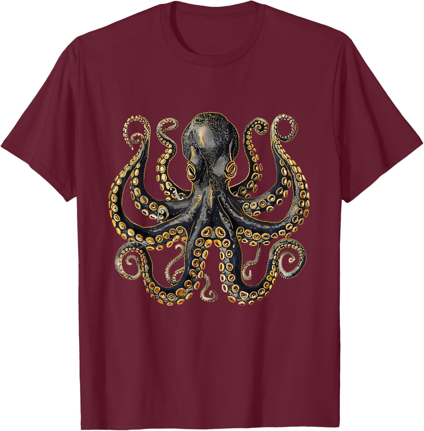 Kraken Cthulhu Motif Sea Creature Sea Ocean Octopus Artwork T-Shirt - T-Shirt | Maroon