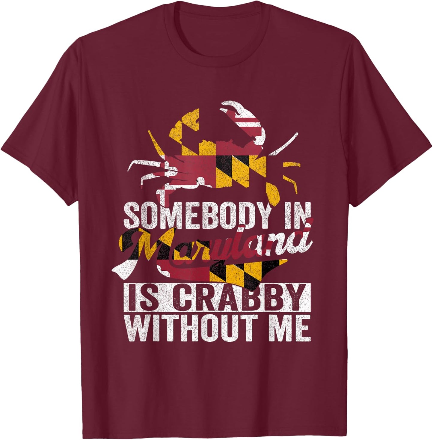 Vintage Maryland Crab Maryland Flag Pride Blue Crab Crabbing T-Shirt - T-Shirt | Maroon