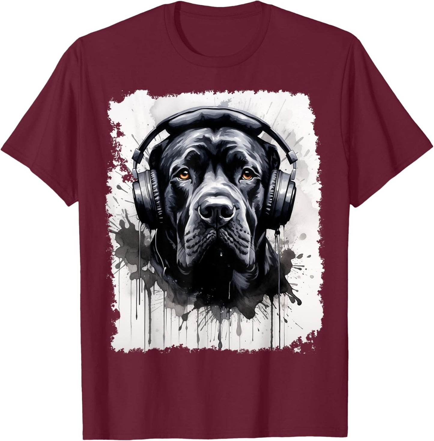Pop Art Dog Cane Corso Music T-Shirt - T-Shirt | Maroon