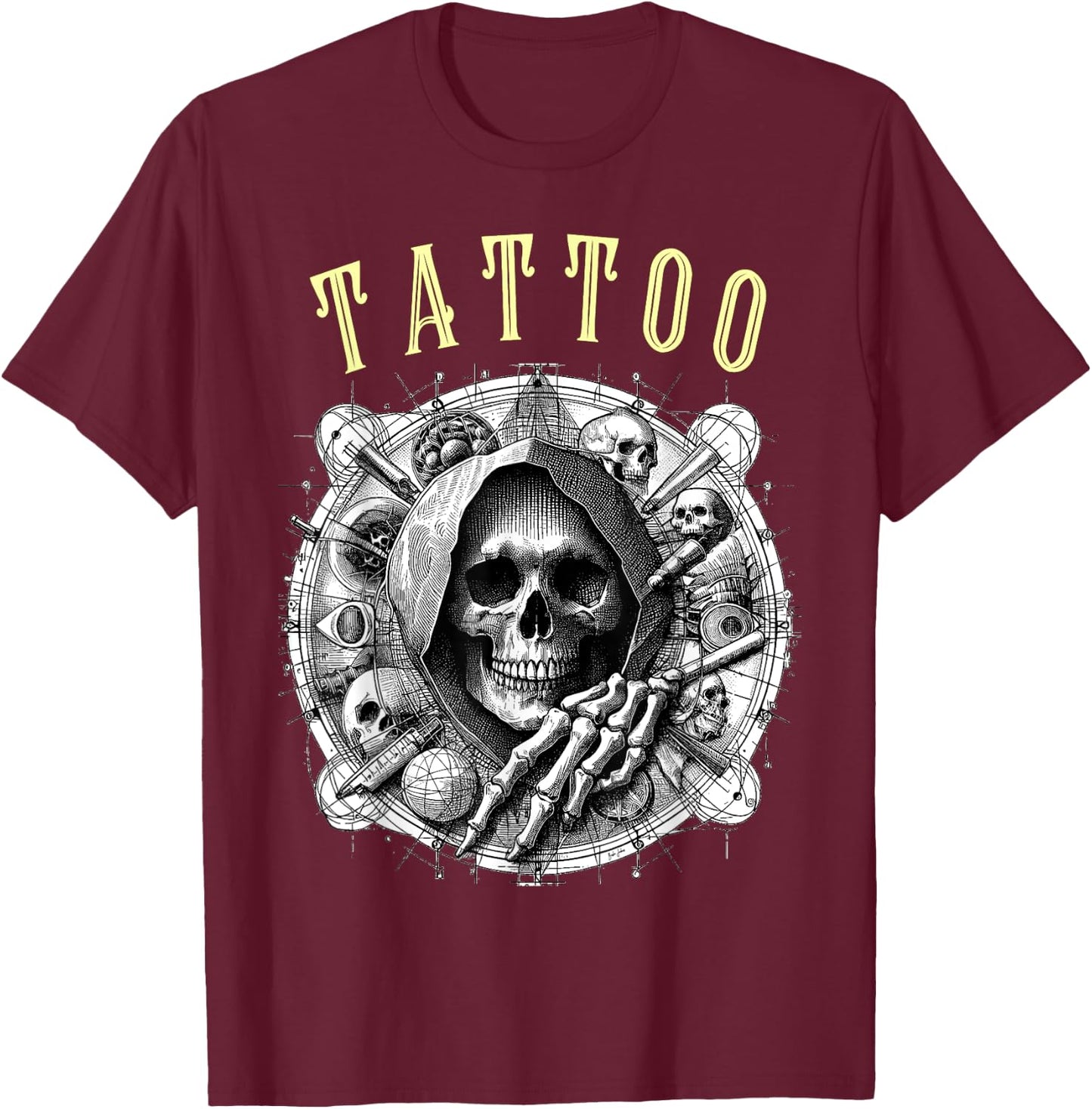Tattoo Tattoo Skull Gift T-Shirt - T-Shirt | Maroon
