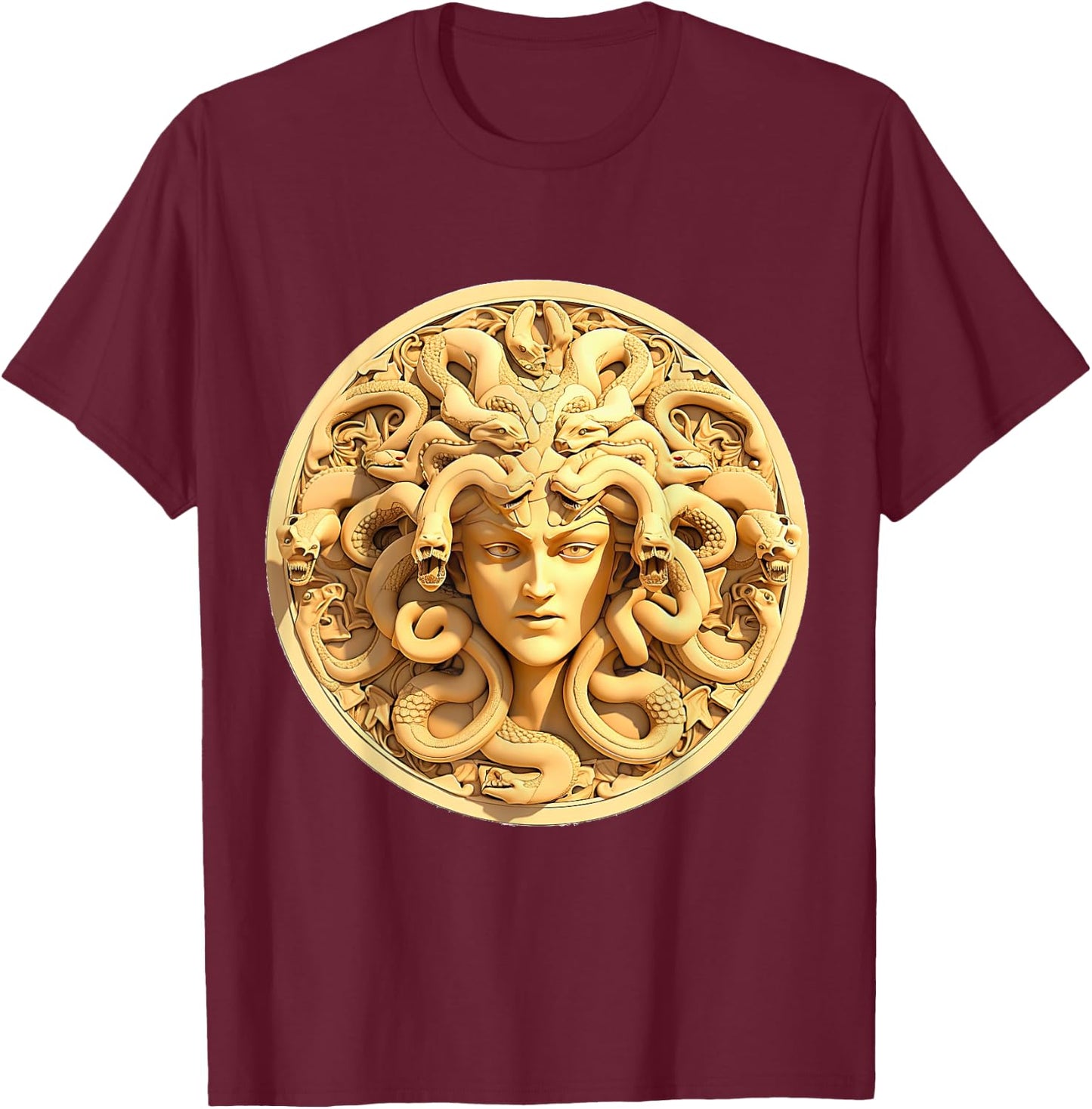 Medusahead Greek Mythology Ancient Snake Hair T-Shirt - T-Shirt | Maroon
