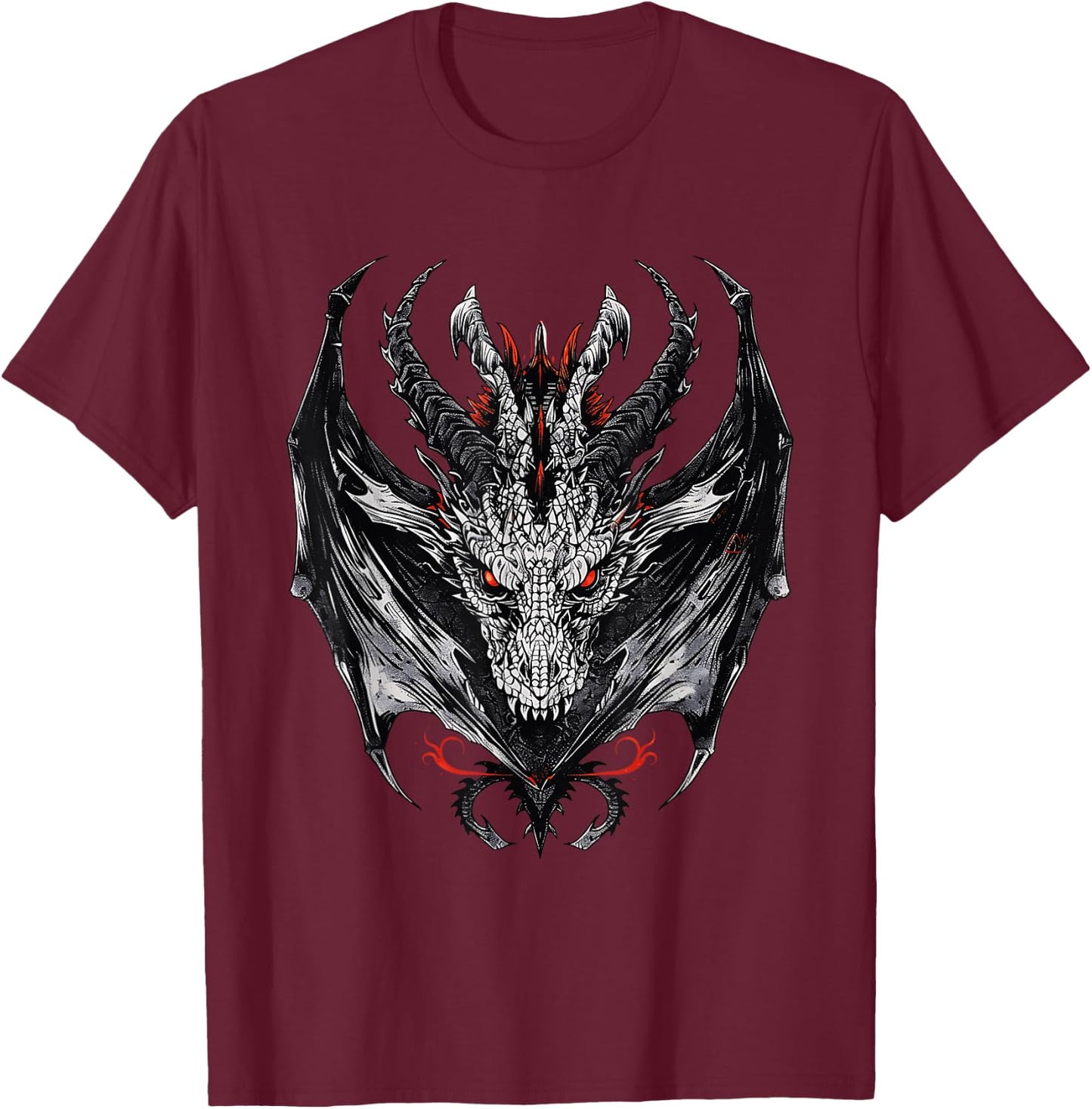 Dragon Head Fantasy Dragoncore Aesthetic T-Shirt - T-Shirt | Maroon