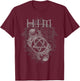 Ville Valo HIM Dual Skull On Red , red T-Shirt - T-Shirt | Maroon