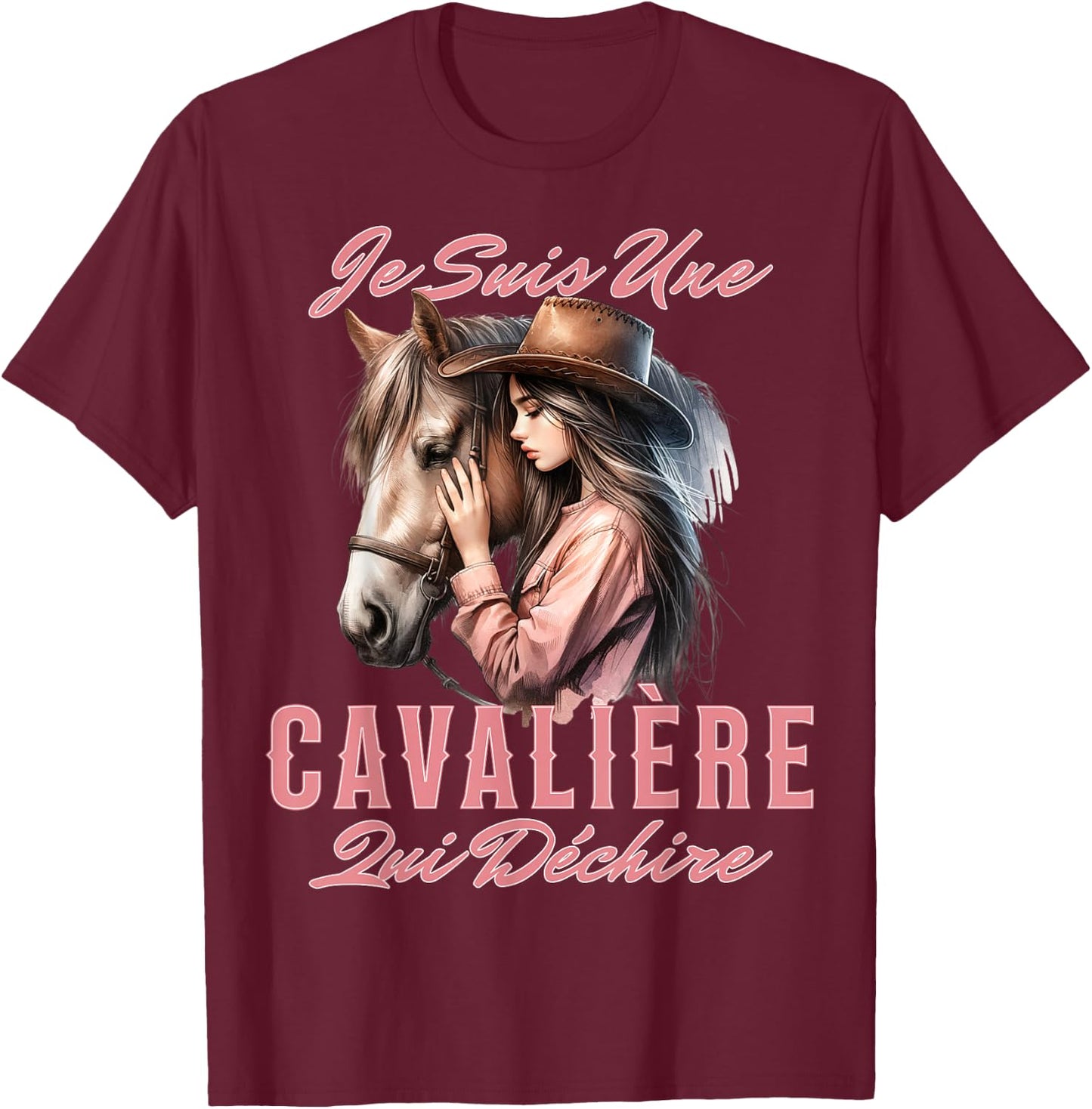 Girl Riding Horse Je Suis Une Rider Qui Déchire , Black, S T-Shirt - T-Shirt | Maroon