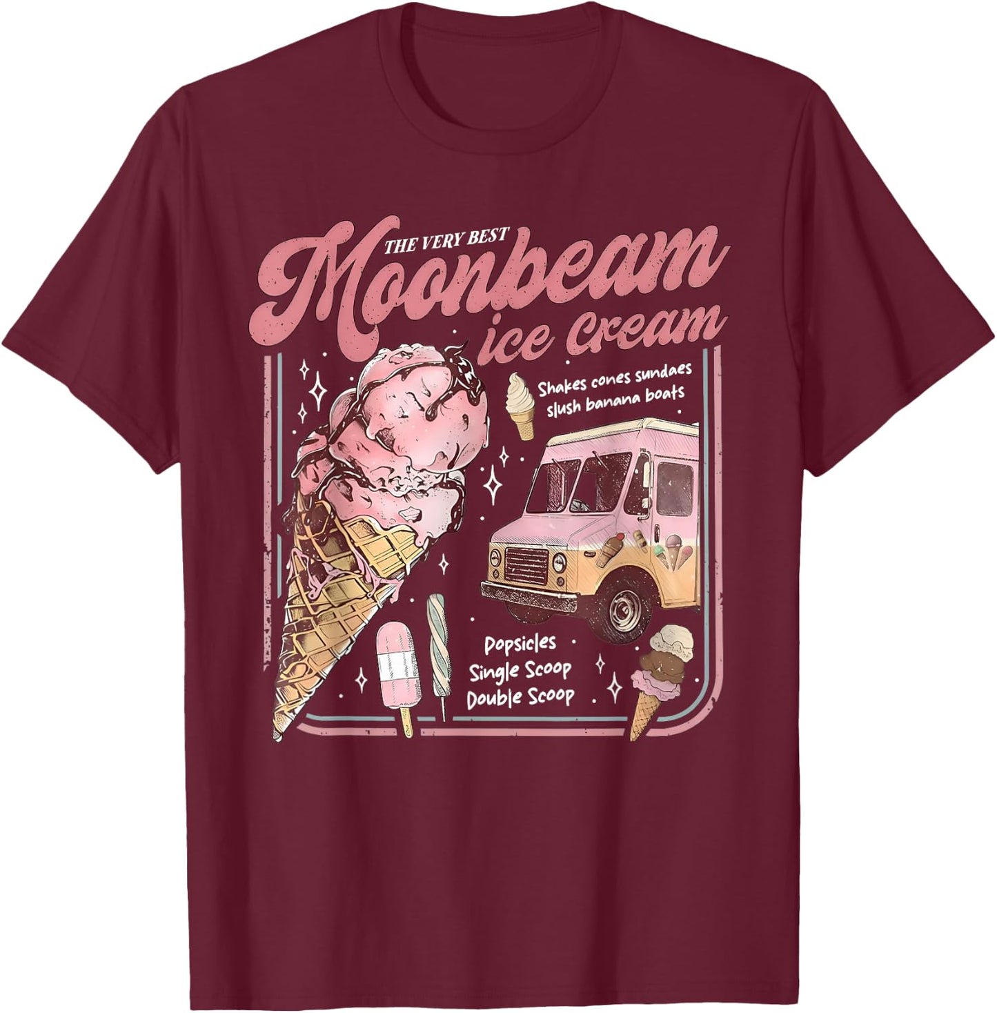 Moonbeam Ice Cream Truck Vintage Retro T-Shirt - T-Shirt | Maroon