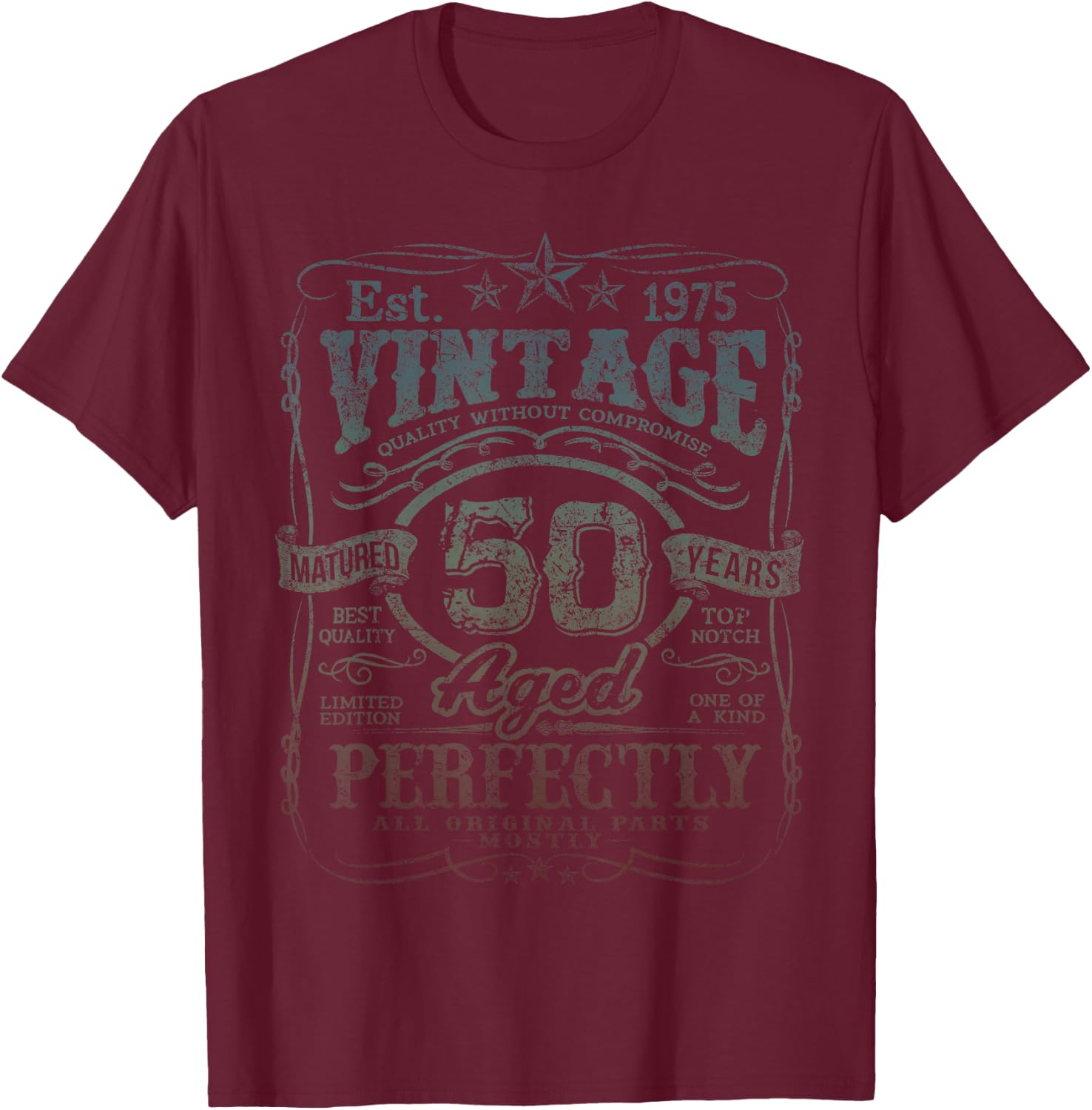 Vintage 1975 Limited Edition Shirt 50 year old 50th Birthday T-Shirt - T-Shirt | Maroon