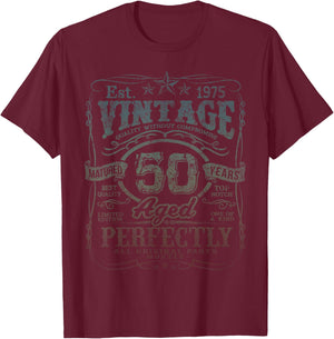 Vintage 1975 Limited Edition Shirt 50 year old 50th Birthday T-Shirt - T-Shirt | Maroon
