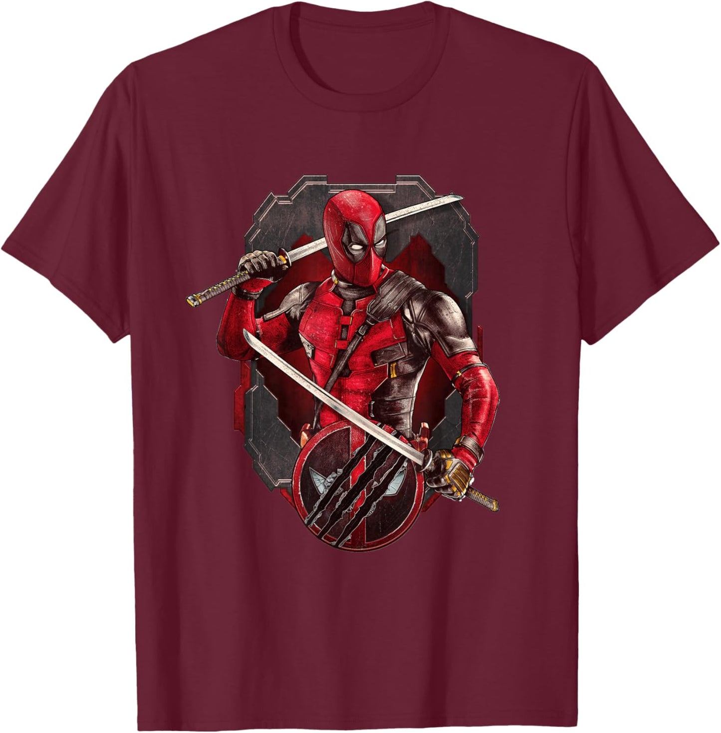 Marvel Studios Deadpool & Wolverine Merc with Katanas , black T-Shirt - T-Shirt | Maroon
