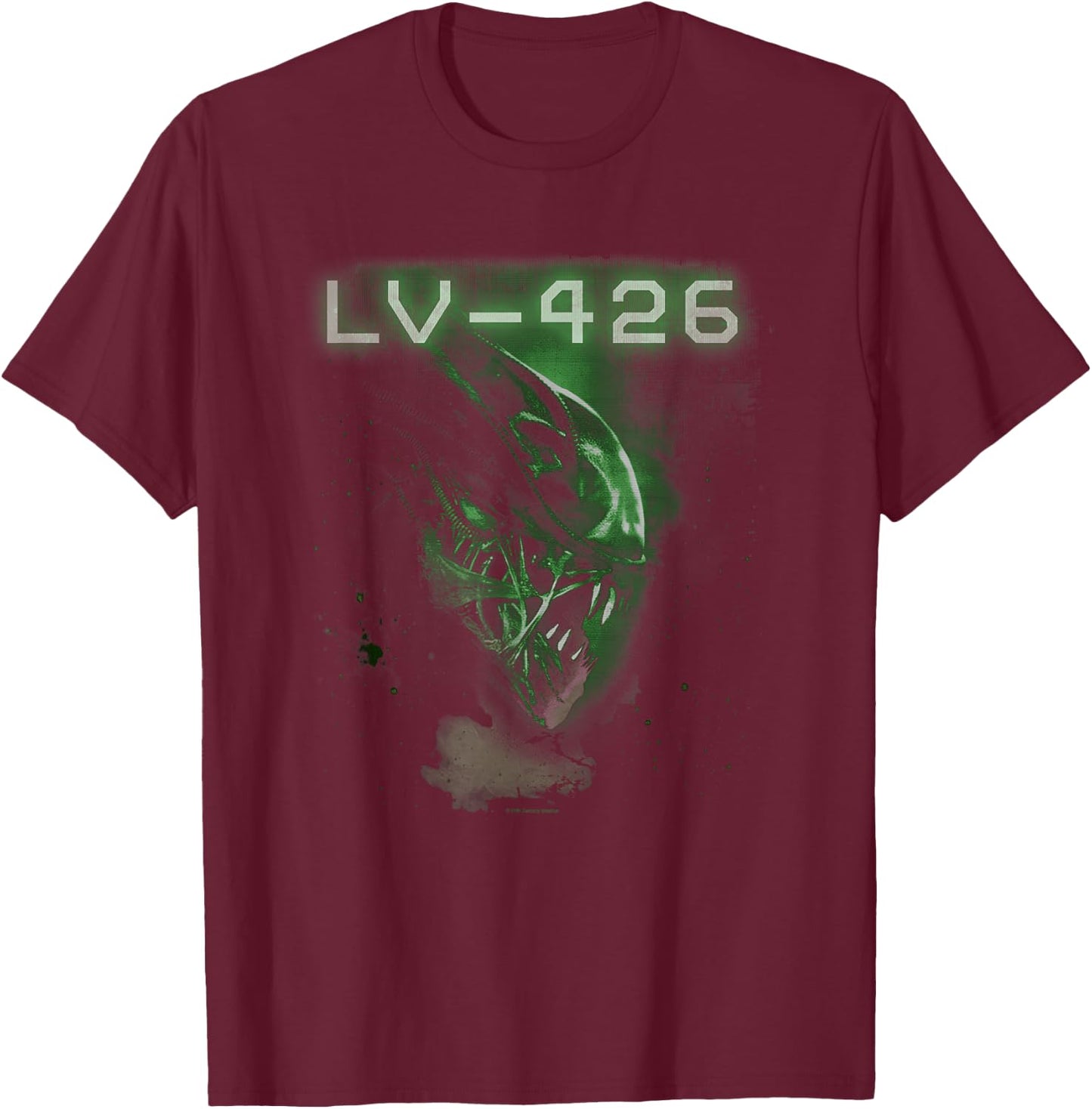 Aliens Lv-426 Iconic Angry Xenomorph Profile Chest Portrait T-Shirt - T-Shirt | Maroon