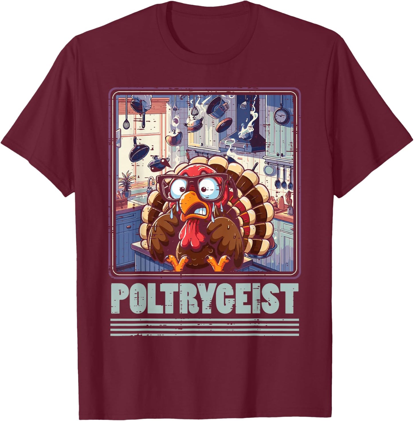 Thanksgiving Poltrygeist Turkey Poltergeist Men Women Kids T-Shirt - T-Shirt | Maroon