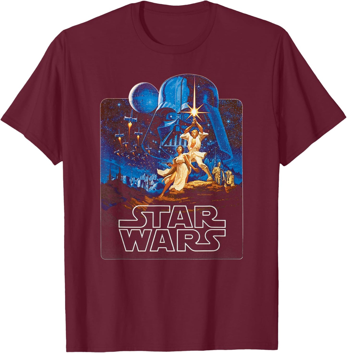 Star Wars A New Hope Retro Poster Badge , black T-Shirt - T-Shirt | Maroon