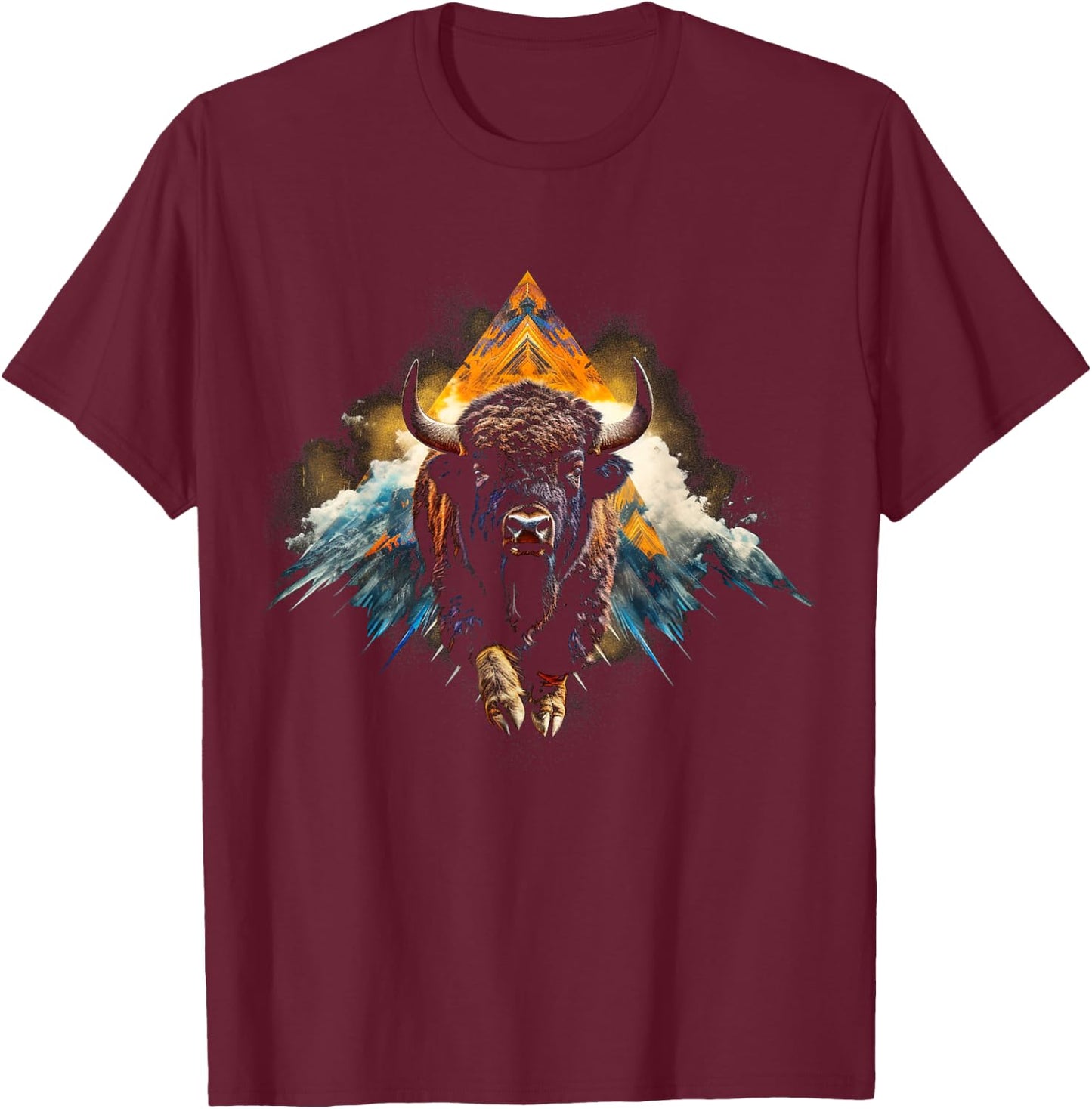 Bison Mountains Animal Art - Bison T-Shirt - T-Shirt | Maroon