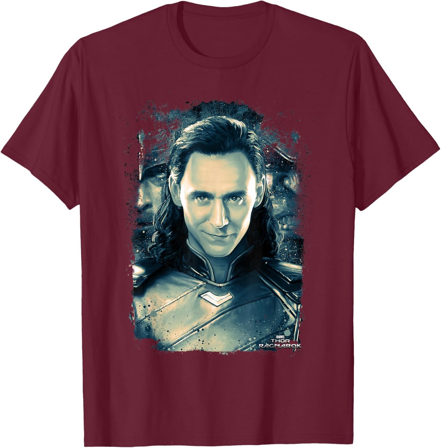 Marvel Thor Ragnarok Loki Distressed Portrait T-Shirt - T-Shirt | Maroon