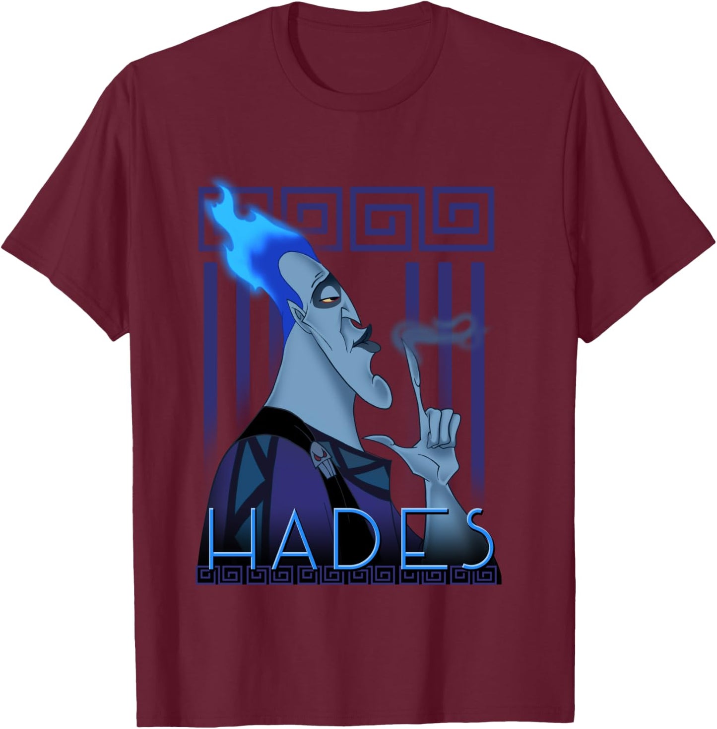 Profile Portrait of Hades Finger Smoke of Disney Villains T-Shirt - T-Shirt | Maroon