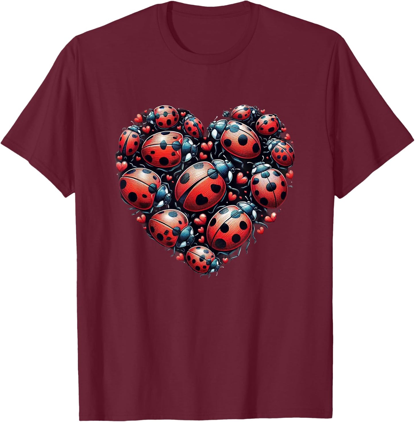 Lady Bugs Love Spiritual Colorful Lady Bugs Art Insects T-Shirt - T-Shirt | Maroon